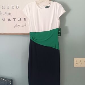 Lauren Ralph Lauren Colorblock Dress LRL Womens Size 2 MSRP $124 NEW